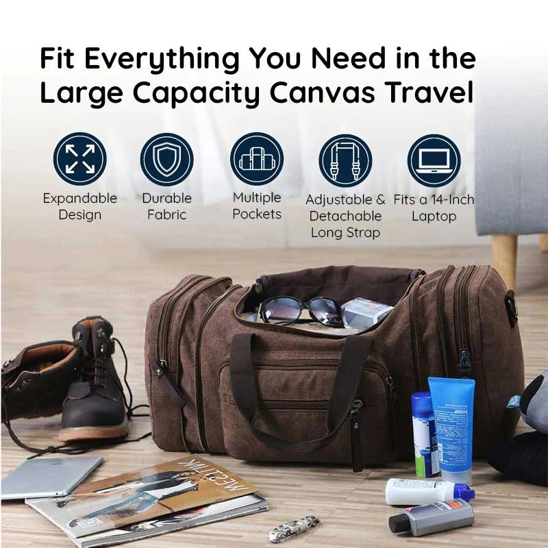 Spacious Cotton Travel Duffel Bag with Extra Room