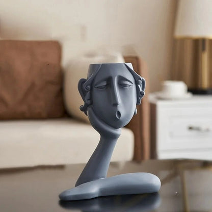Unique Face Planter Ceramic Vase Set