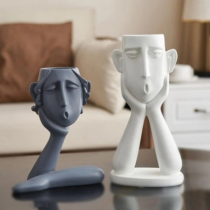 Unique Face Planter Ceramic Vase Set