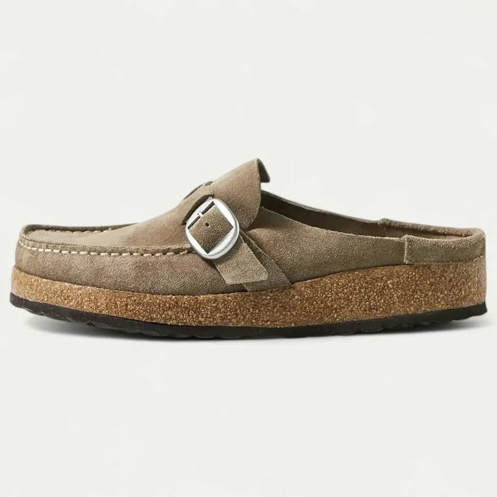 Ladies' Soft Leather Slip-On Loafers with Adjustable Strap