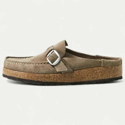 Ladies' Soft Leather Slip-On Loafers with Adjustable Strap