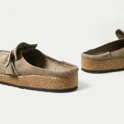 Ladies' Soft Leather Slip-On Loafers with Adjustable Strap