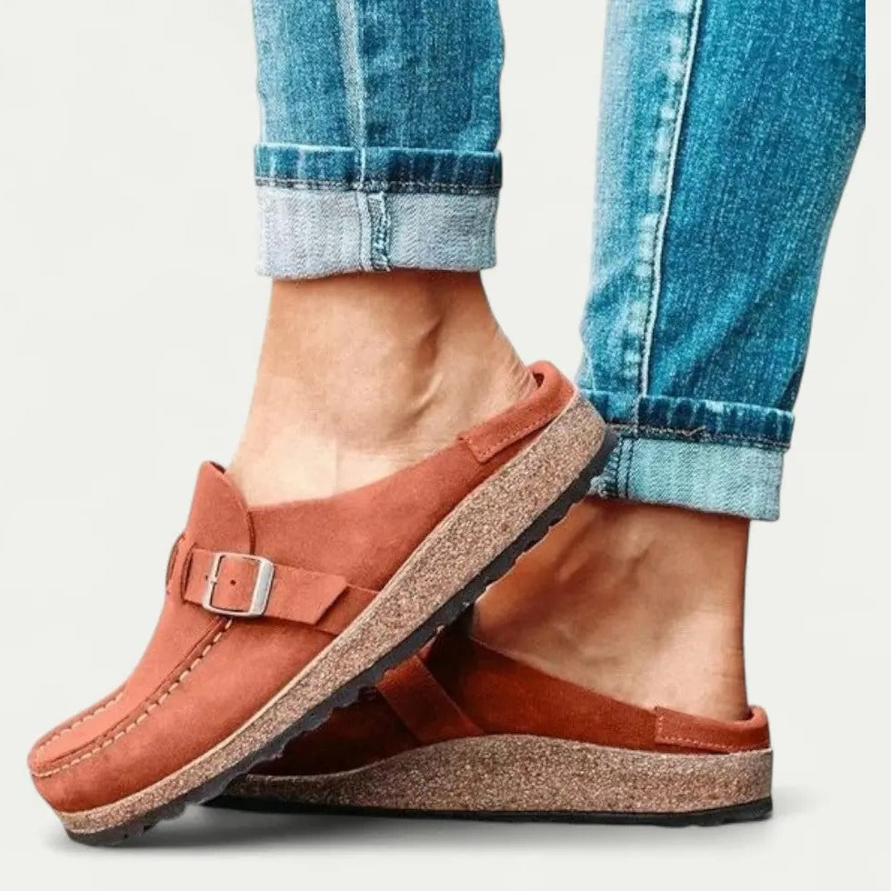 Ladies' Soft Leather Slip-On Loafers with Adjustable Strap