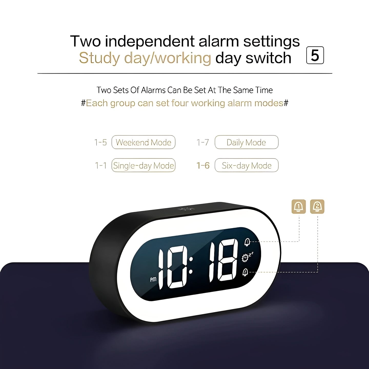 Wake Up Light Alarm Clock with Adjustable Brightness and USB Charger