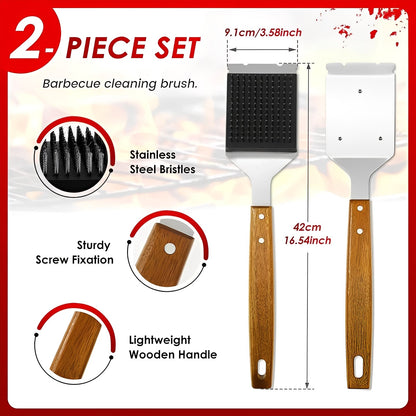 Heavy Duty Grill Cleaner Brush with Scraper, 2 Piece Set
