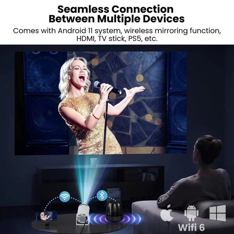 Compact 4K Home Theater Mini Projector with Big Screen