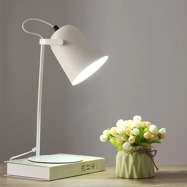Rustic Metal Bucket Table Lamp with Pastel Shade