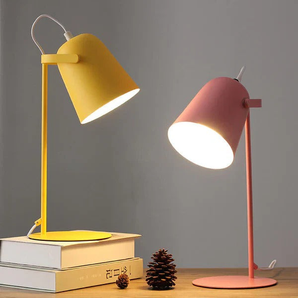 Rustic Metal Bucket Table Lamp with Pastel Shade