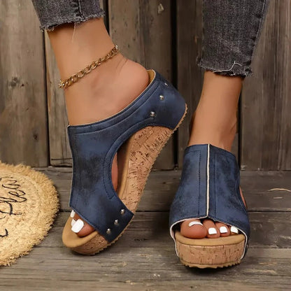 Ladies High Heel Buckle Sandals with Studs
