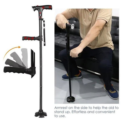 Portable Collapsible Cane with LED Light and Alarm