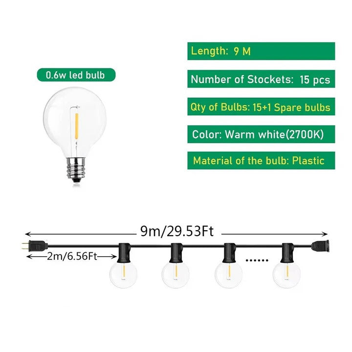 Colorful Solar Patio String Light Decoration