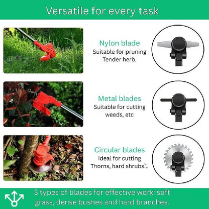 Garden Pro | 21V Cordless Brush Cutter with Adjustable Handle & 90° Rotatable Head for Effortless Trimming