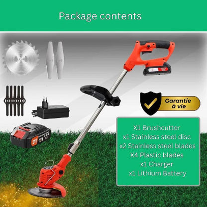 Brush Cutter with Blades, Cordless Weed Eater, Weed Wacker, Electric Weed Trimmer, Grass Trimmer for Shrubs and Branches
