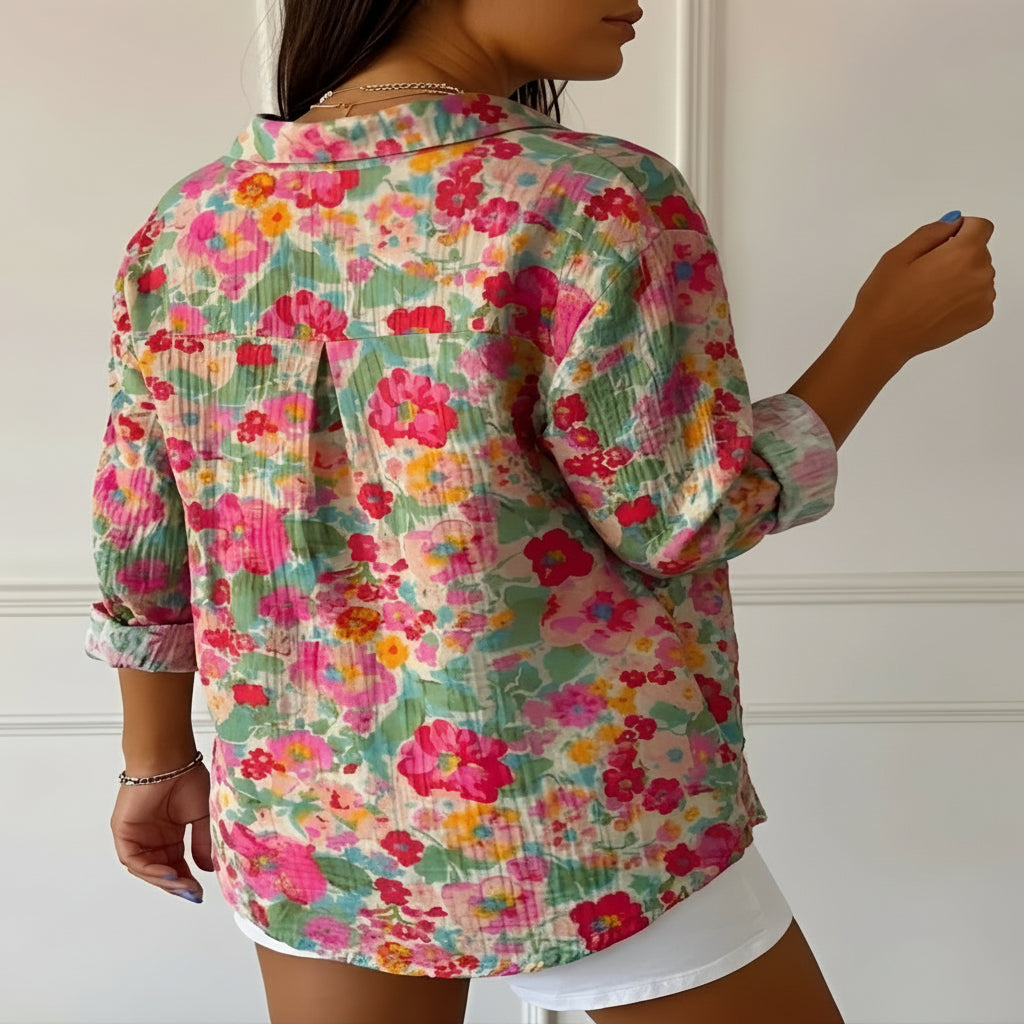 Ladies' Bright Floral Summer Cotton Top