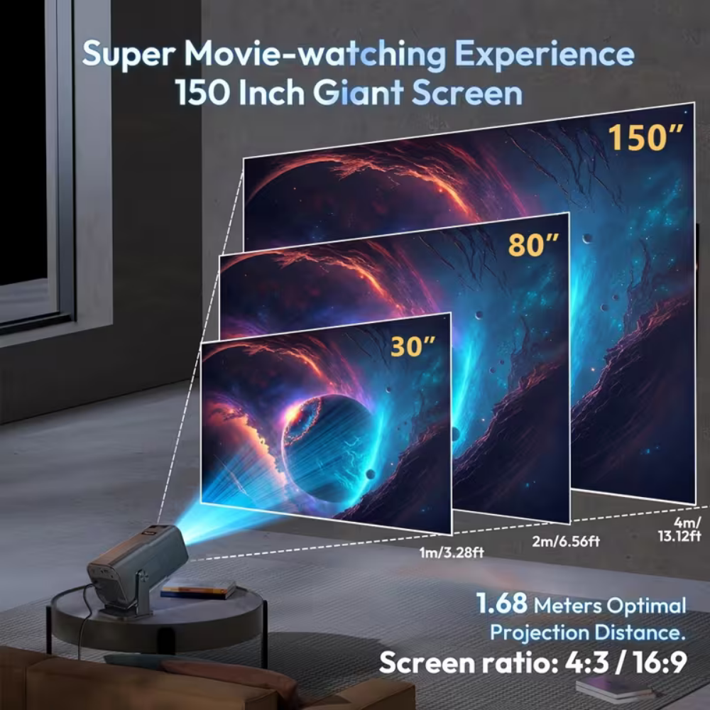 Portable HD Mini Projector | 1080P Wireless Streaming for Home & Travel