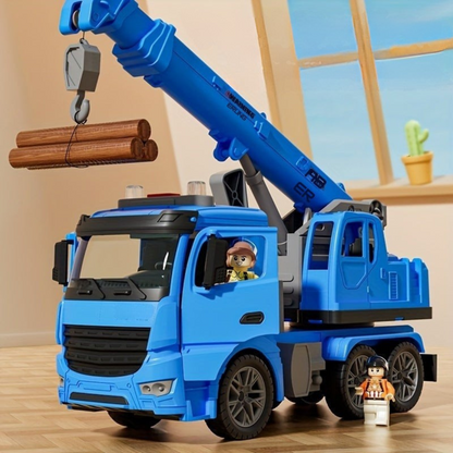Construction Crane Truck Toy with Movable Arm, Lights and Sounds