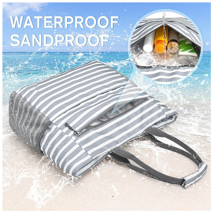 Ortekor Ultimate Beach Tote | Extra Large Waterproof Bag with 13 Pockets for Organized Summer Adventures