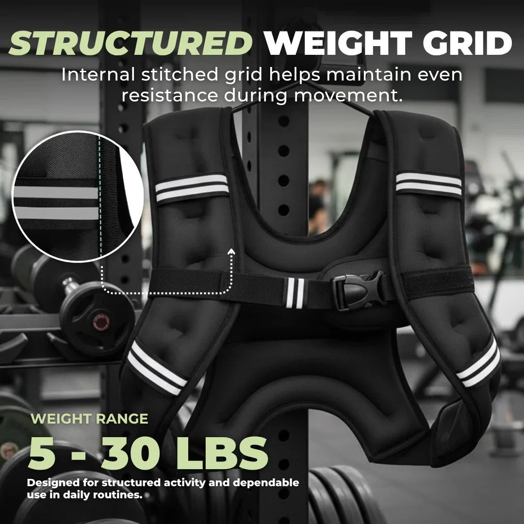 Adjustable Weighted Training Vest with Pockets and Detachable Bag