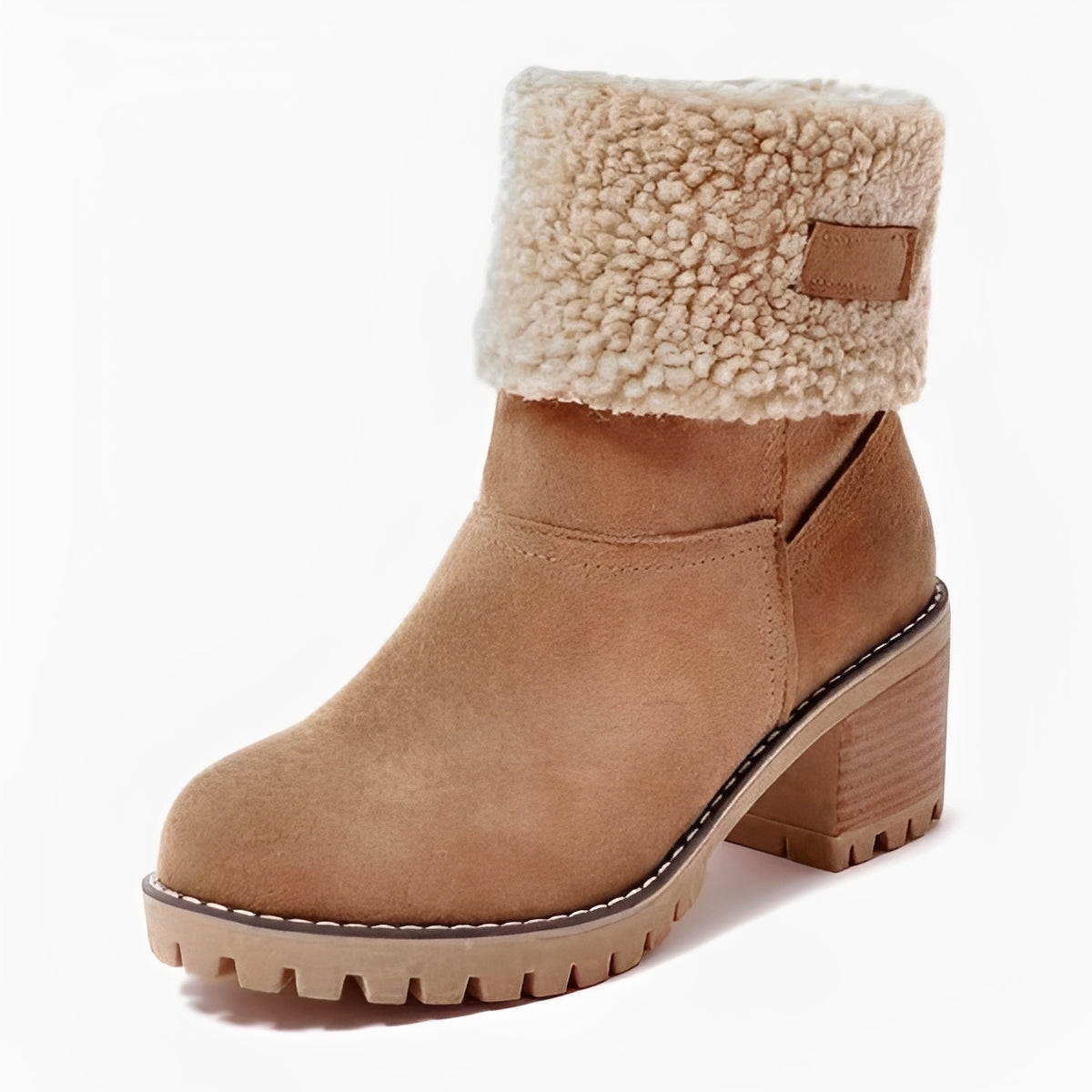 Ladies Warm Ankle Boots with Thick Heel