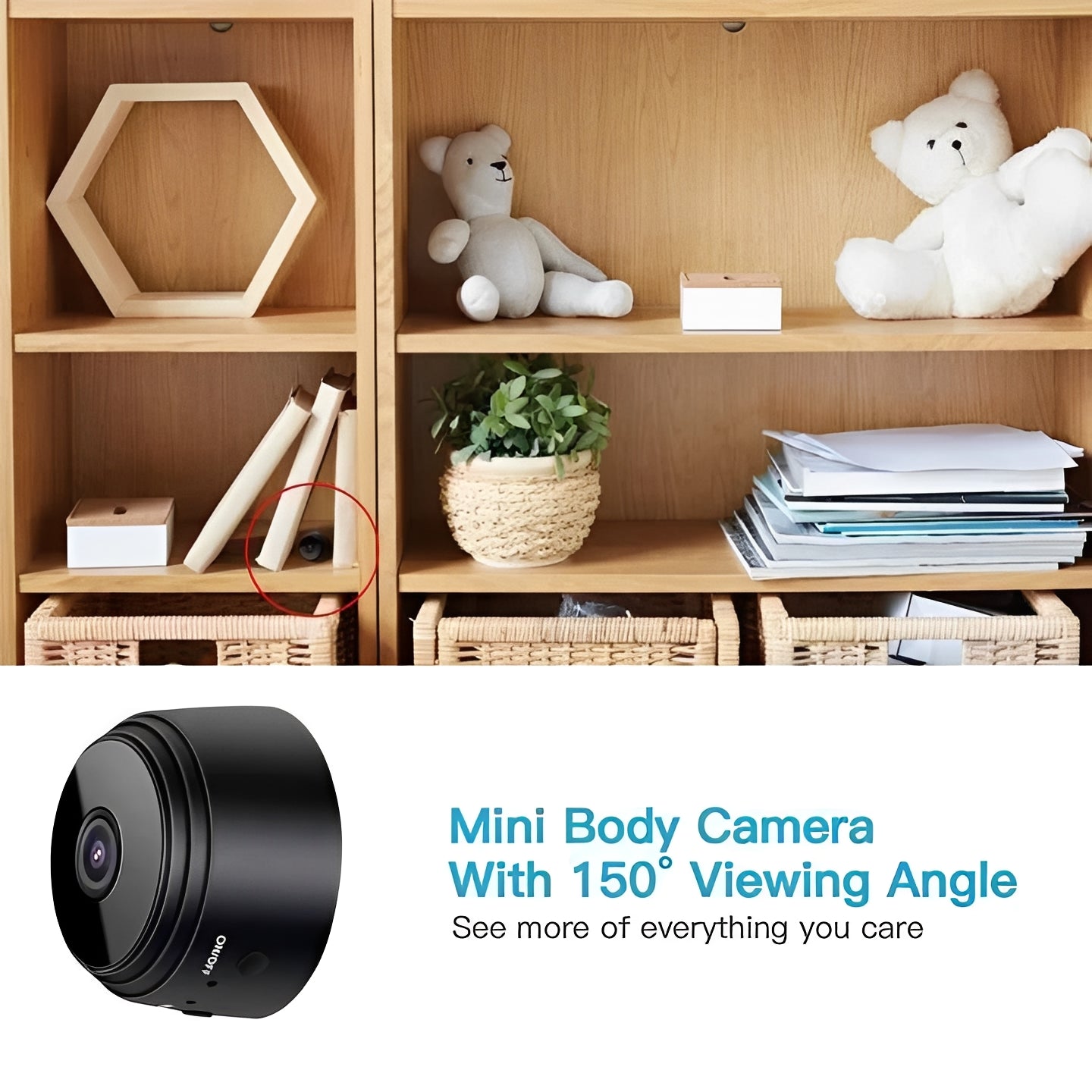 Compact Wireless Camera with Strong Magnet and 1080p Video