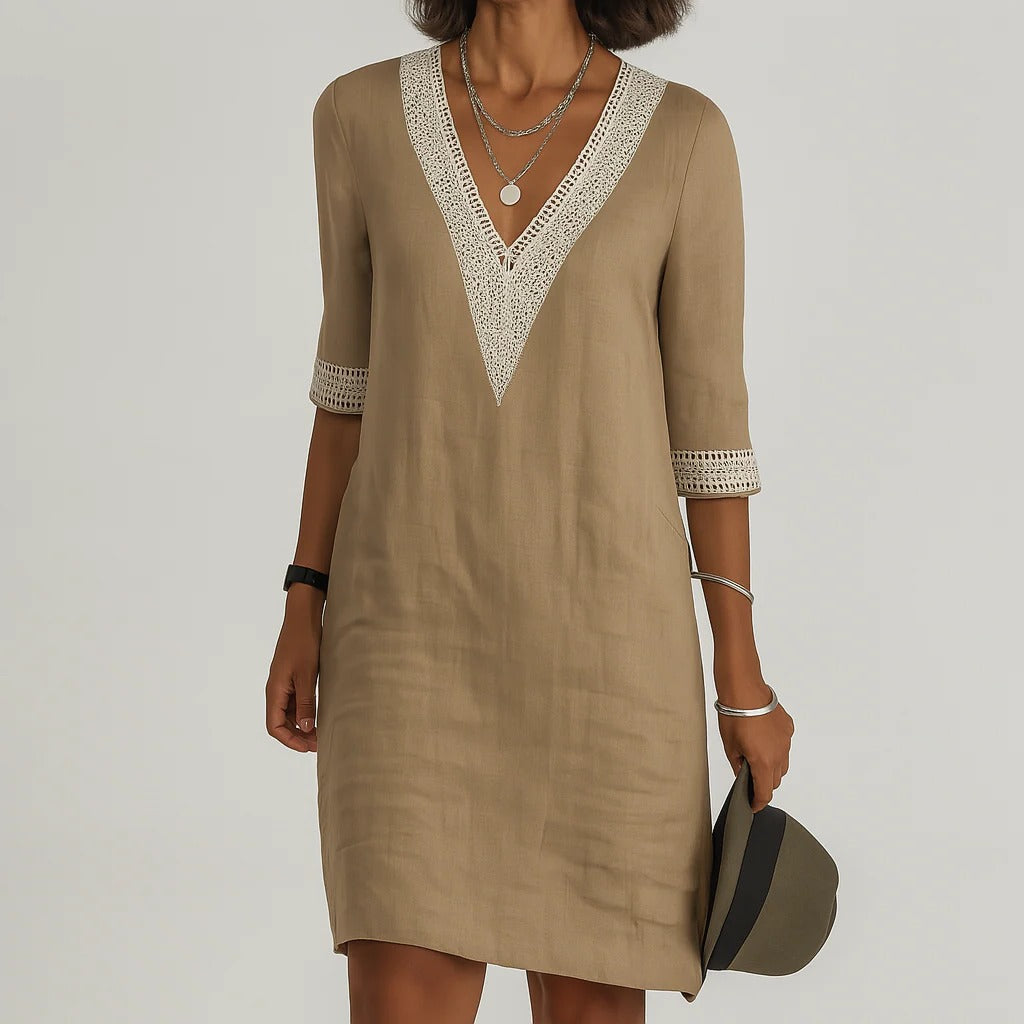 Women's Breathable Summer Midi Dress with Pockets