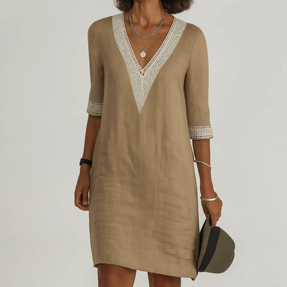 Women's Breathable Summer Midi Dress with Pockets