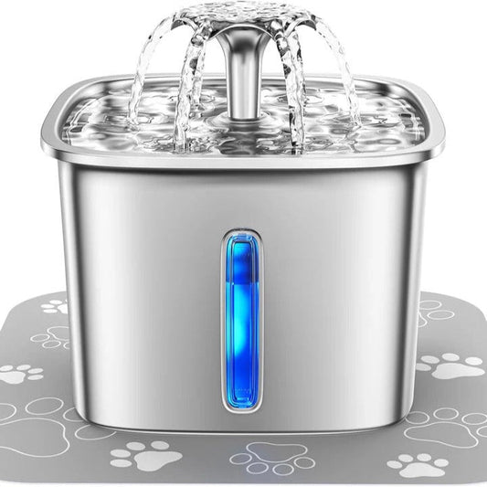 Quiet Pet Water Fountain with Stainless Steel Bowl - Ortekor