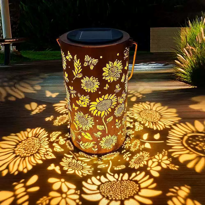 Decorative Solar Lantern with Floral Cutout Design for Patio & Garden Pathway Lighting