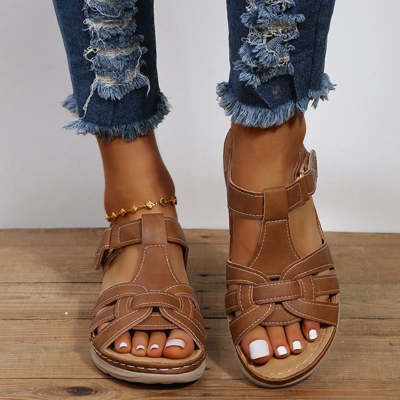 Adjustable Velcro Strap Sandals for Women with Orthopedic Footbed Support for All-Day Comfort