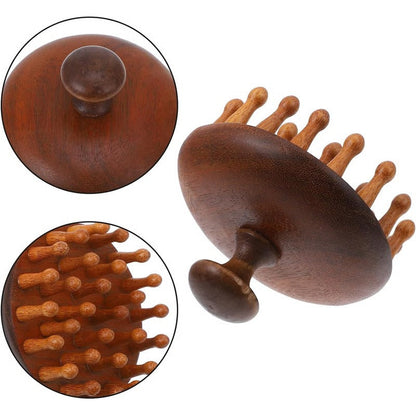 Wooden Hair Comb with Massager and Scratcher Function