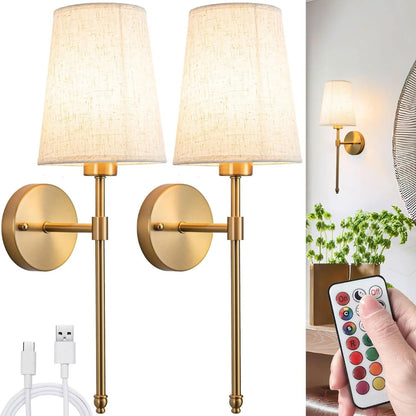 Easy Install Cordless Wall Lights Set of 2