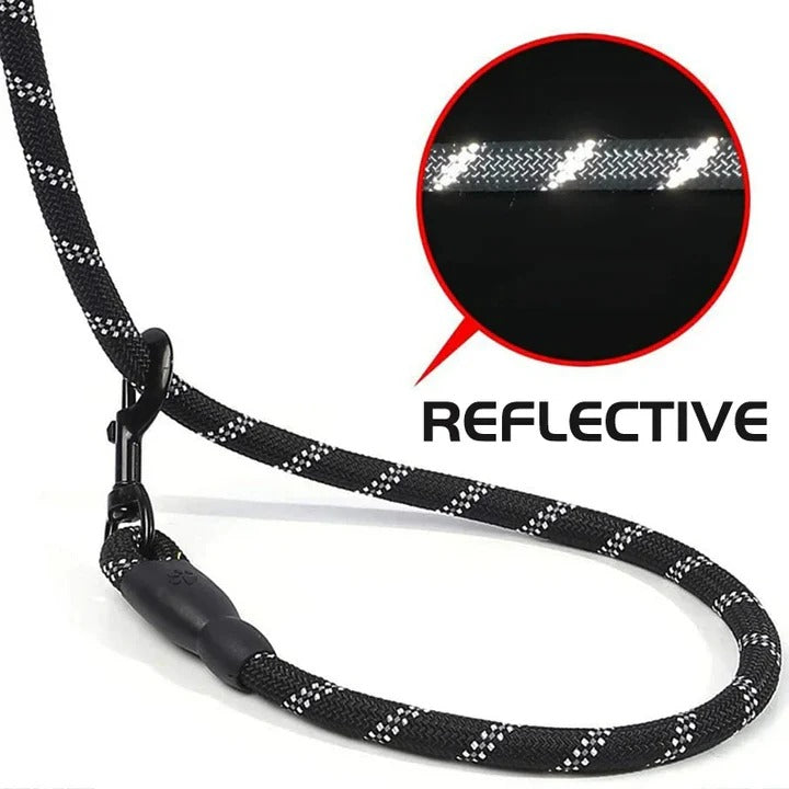 Comfortable Grip Dog Leash with Reflective Safety Line