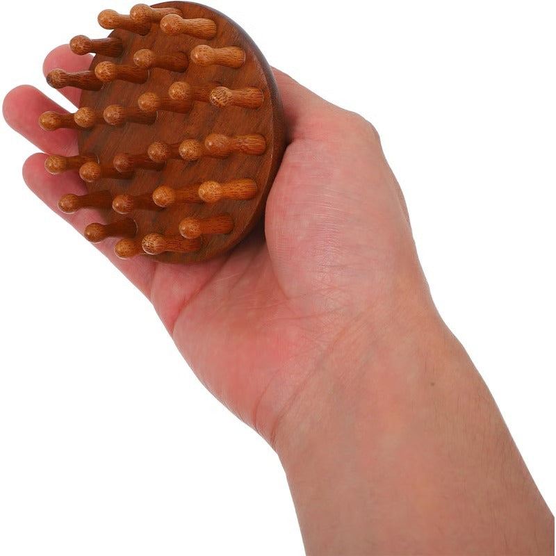 Wooden Hair Comb with Massager and Scratcher Function