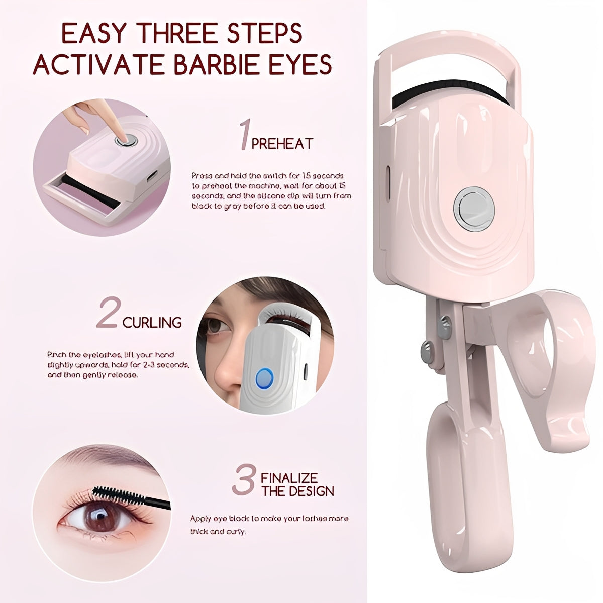 Portable Warm Eye Lash Curler for Easy Makeup
