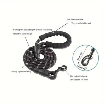 Comfortable Grip Dog Leash with Reflective Safety Line