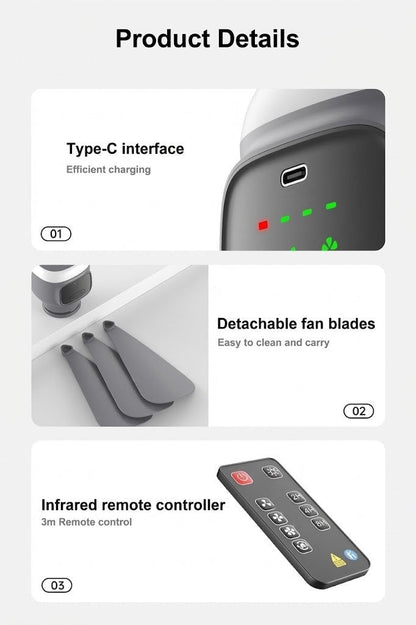 Portable Rechargeable Fan with Light & Remote Control | Dual Function for Comfort and Convenience