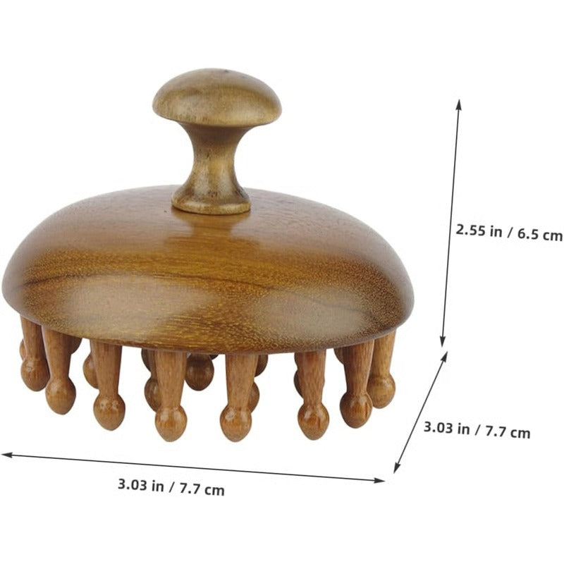 Wooden Hair Comb with Massager and Scratcher Function