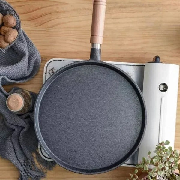 Durable Iron Crepe Skillet for Gas and Electric Stoves