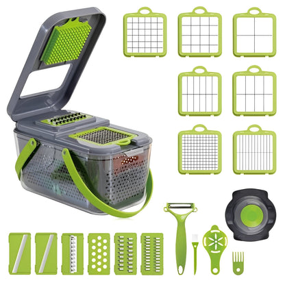 Multi Functional Veggie Chopper with Safety Handle and Box