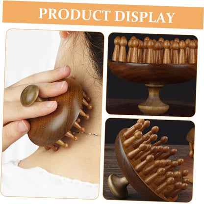 Wooden Hair Comb with Massager and Scratcher Function