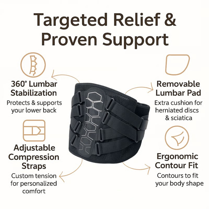 Flexible Lower Back Support Belt with Metal Stays