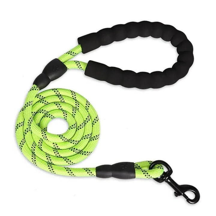 Comfortable Grip Dog Leash with Reflective Safety Line