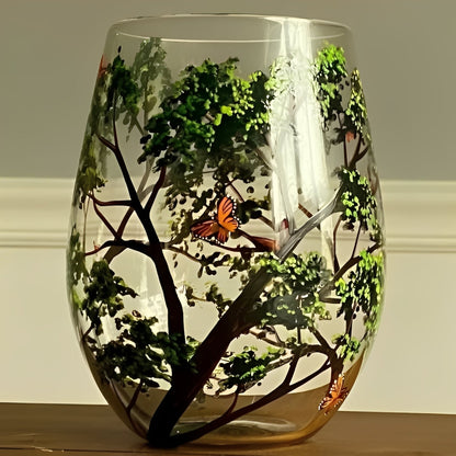 Colorful Seasonal Tree Wine Glass 12oz