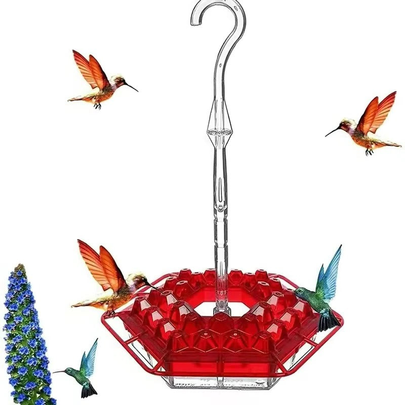 Hummingbird Feeder with Ant Moat for Outdoor Garden – 30 Flower Ports, Weather Resistant, Easy Fill Design for Backyard Bird Feeding