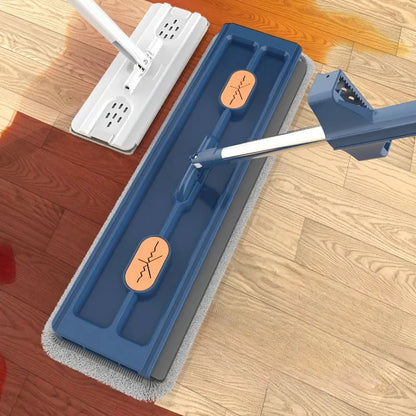 Rotating Flat Mop with Hands-Free Wringing System for Hardwood Tile Laminate | Triangle Head Corner Cleaner | Microfiber Floor Cleaning