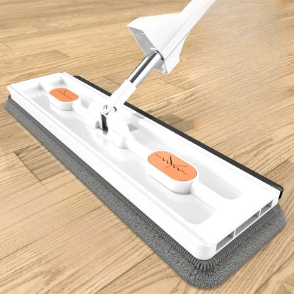 Rotating Flat Mop with Hands-Free Wringing System for Hardwood Tile Laminate | Triangle Head Corner Cleaner | Microfiber Floor Cleaning