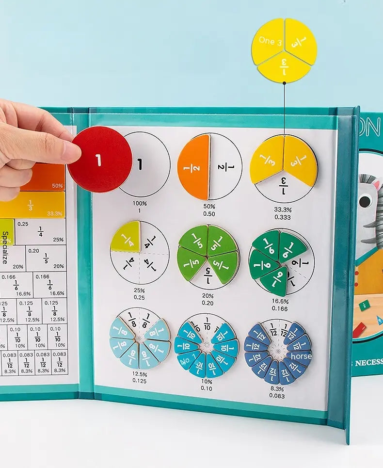 Interactive Fraction Learning Board with Magnetic Pieces for Kids Math Practice Home School Classroom Teaching Aid