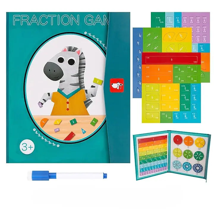 Interactive Fraction Learning Board with Magnetic Pieces for Kids Math Practice Home School Classroom Teaching Aid