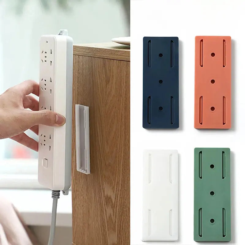 Wall-Mount Adhesive Holders for Power Strips & Routers - Peel & Stick Cable Organizer Clips - Set of 10 for Home Office & Kitchen