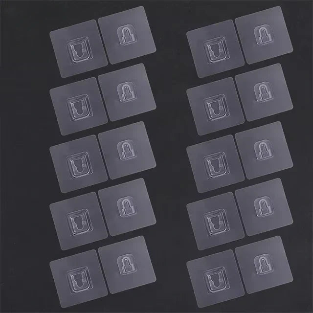 Clear Wall Mount Hooks 10-Pack Peel and Stick Organizers for Cable Management Router Power Strip Holder Home Office Décor